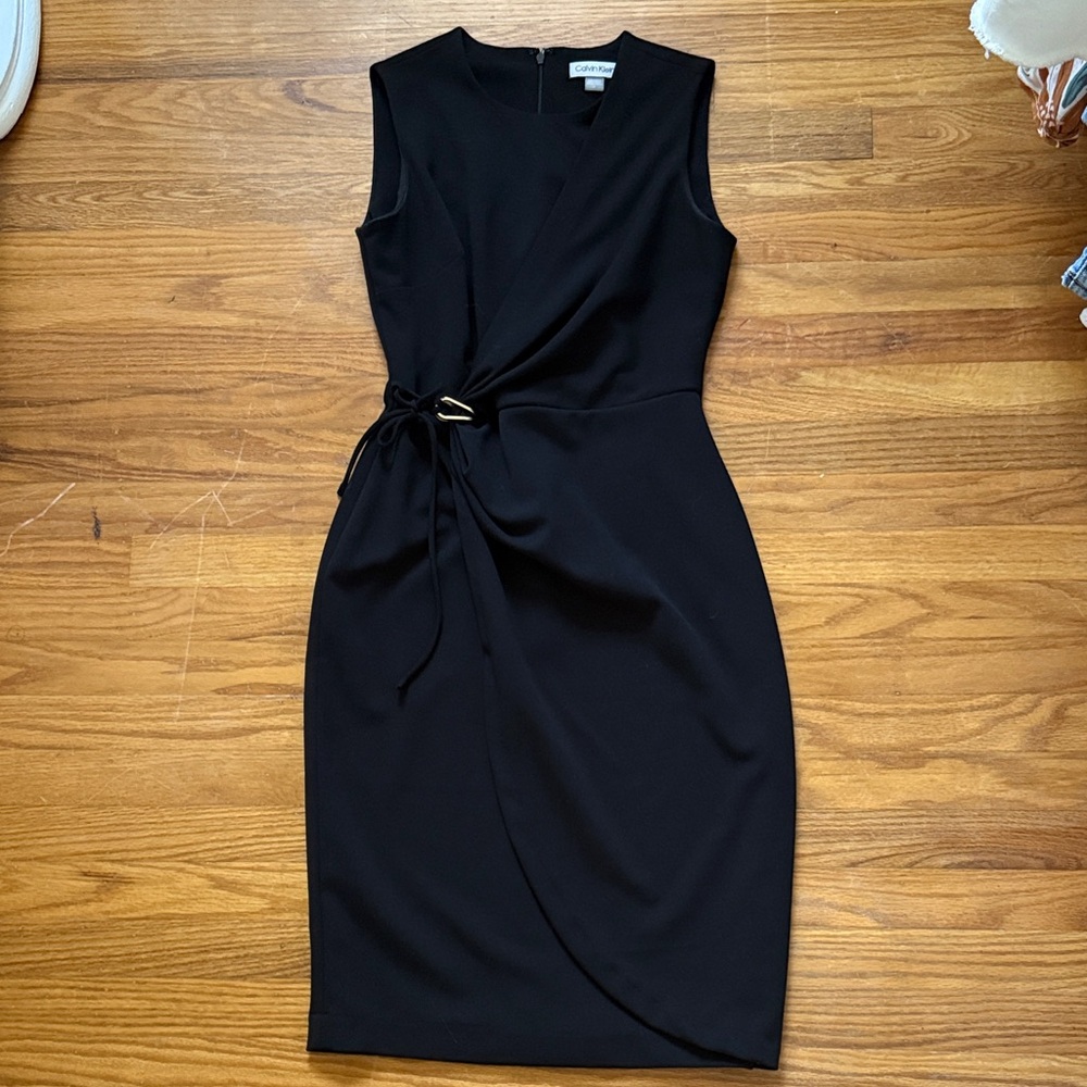 Calvin Klein Black Side Tab Sheath Dress